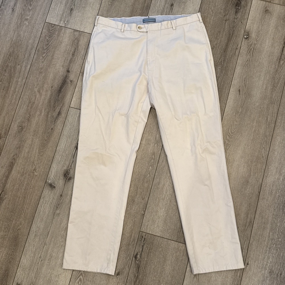 Peter Millar Chino‎ Pants 38x31 Khaki Flat Front Tan Golf Great Shape #783